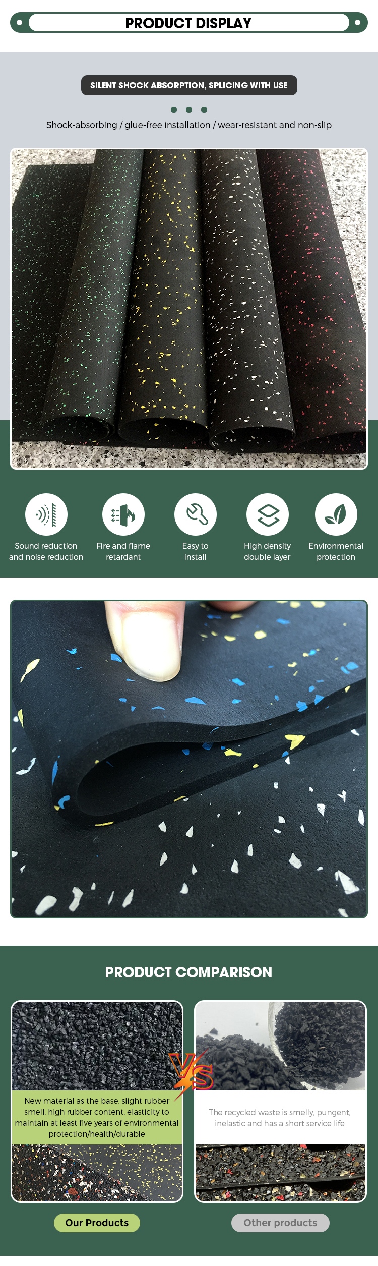 rubber flooring mat product display